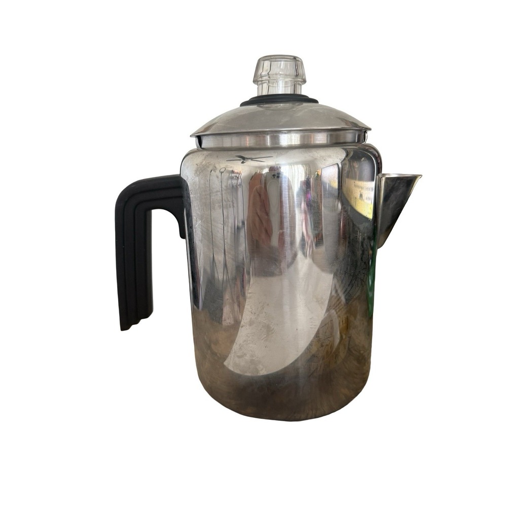 Farberware Stainless Steel Stove Top Coffee Pot  Percolator 4-8 Cup Silver
